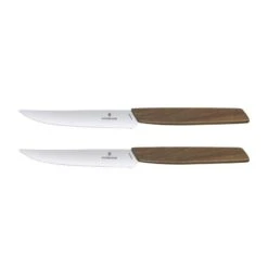 2 Couteaux Steak/table Victorinox Swiss Modern Noyer Lame à Dents 12cm