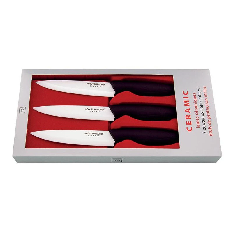 Coffret 3 Couteaux à Steak Céramique Blanche 10cm TB 3 Coffret 3 Couteaux à Steak Céramique Blanche 10cm TB