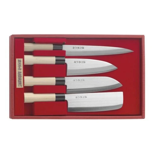 Coffret 4 Couteaux Japonais - Sashimi/Kodeba/Santoku Et Nakiri 8 Coffret 4 Couteaux Japonais - Sashimi/Kodeba/Santoku Et Nakiri -Couteaux Série Boutique coffret 4 couteaux japonais sashimikodebasantoku et nakiri