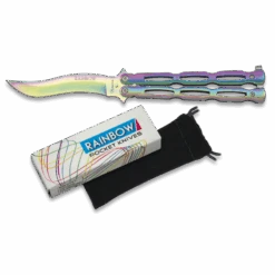 Couteau Papillon Rainbow Lame Vague 10cm