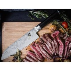 Couteau Santoku Alvéolé Kai 18cm Shun Damas Inox -Couteaux Série Boutique couteau santoku alveole kai 18cm shun damas inox 2