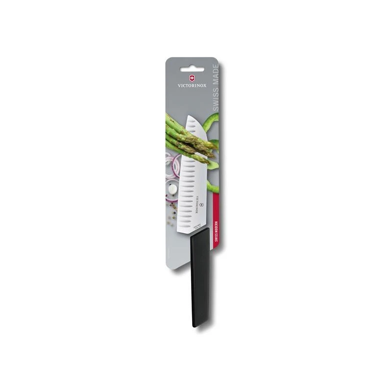 Couteau Santoku Victorinox Swiss Modern Alvéolé 17cm Noir 5 Couteau Santoku Victorinox Swiss Modern Alvéolé 17cm Noir – Image 3